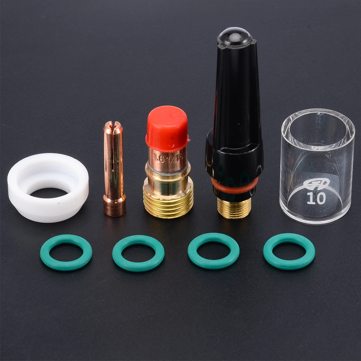 9pcs Durable Welding Torch Tig Gas Lens Glass Cup Stubby Collet Kit For