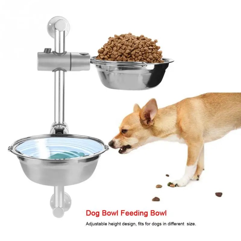 Стиль, двухслойная Регулируемая миска для собак из нержавеющей стали, набор с 2 мисками для кормления и питья для домашних животных, кошек, собак