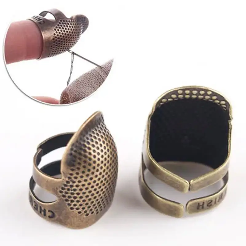 

2PCs Sewing Accessories Sewing Thimble Finger Protector Adjustable Finger Metal Shield Protector Pin Needles Quick Delivery