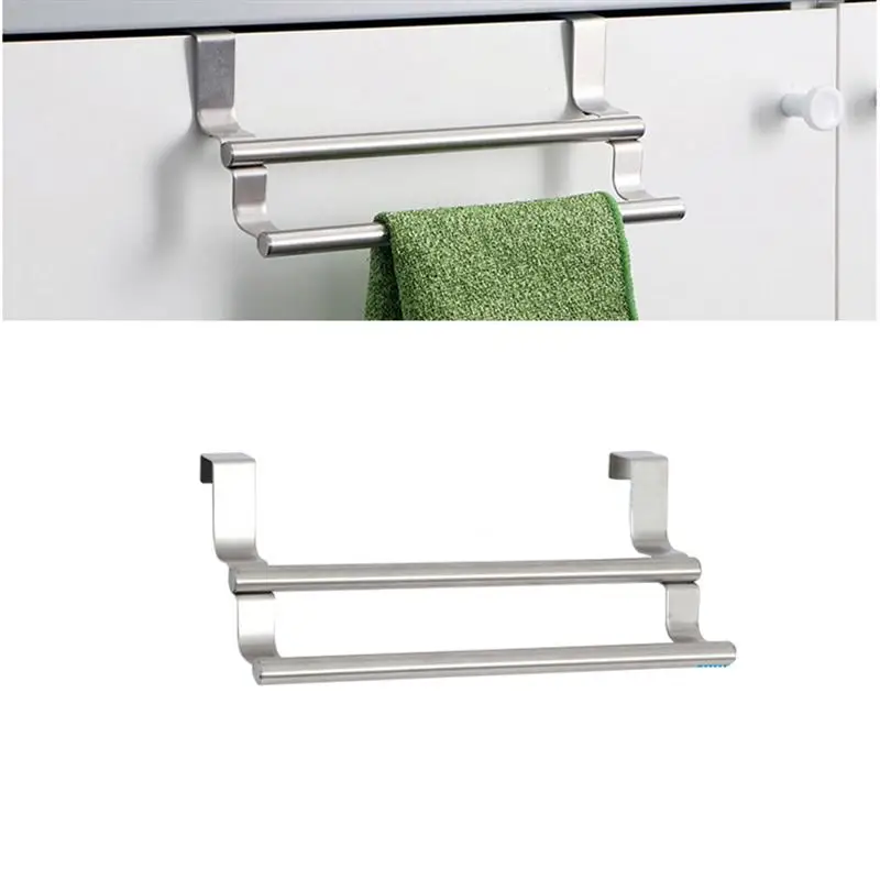 Us 8 95 45 Off 1pc Double Towel Bar Stainless Steel Over Cabinet The Door Hanger Rack For Kitchen Home Bathroom In Storage Holders Us 8 95 45 Off 1pc Double Towel Bar Stainless Steel Over Cabinet The Door Hanger Rack For Kitchen Home Bathroom In Storage Holders