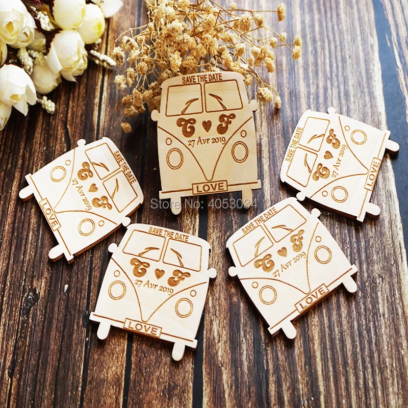 Campervan Fridge Magnet Engraved Rustic Vintage Destination