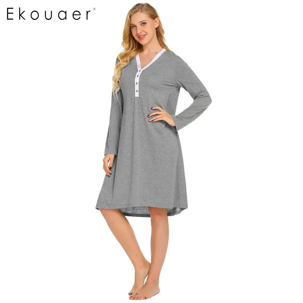 Ekouaer ночная рубашка с длинным рукавом для женщин беременных кормления