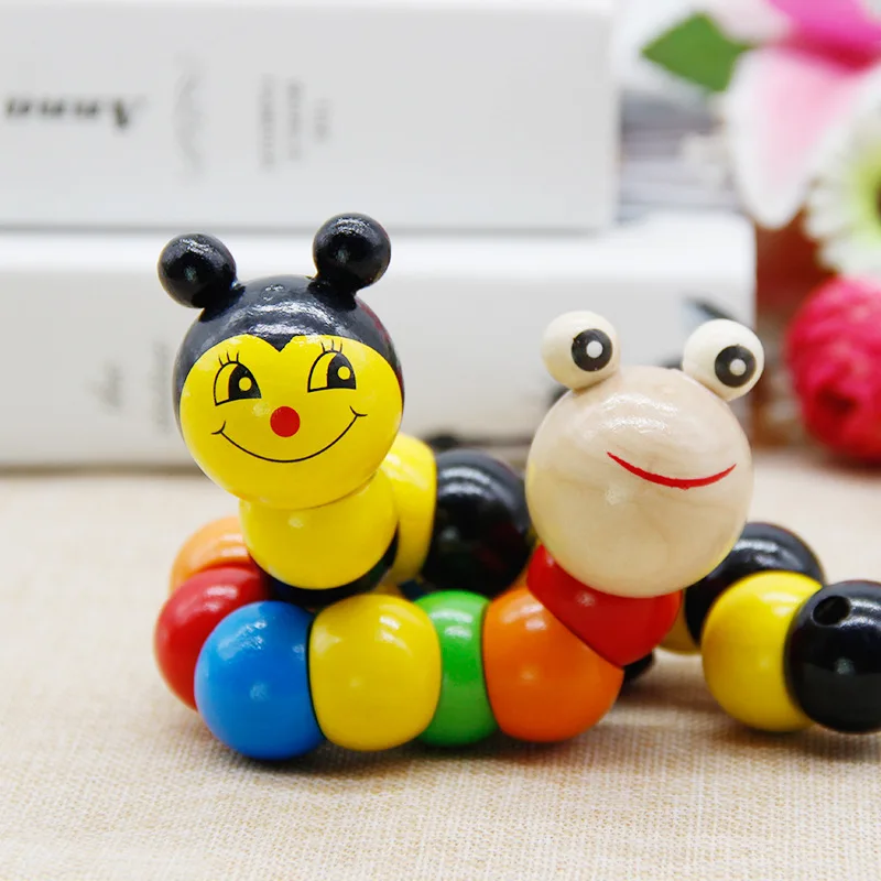 Красочная деревянная головоломка гусеница для детей обучающая Дидактическая детская развивающая игрушка пальцы игра для детей Подарки Монтессори