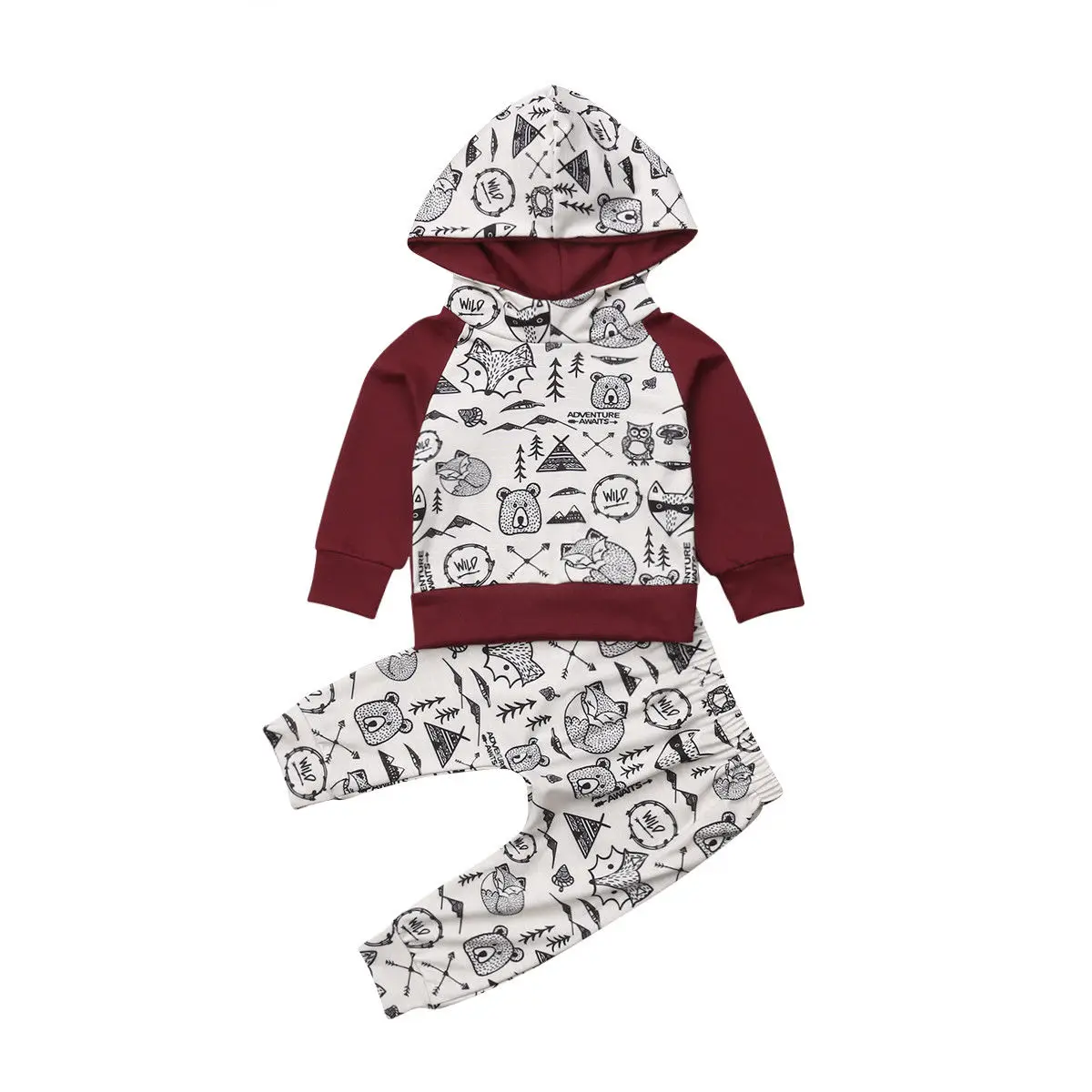 US $6 98 OFF 2019 Emmababy Baru Bayi Anak Laki Laki Anak Perempuan Sweatshirt Kartun Hewan Hoo Bahan Katun Cetak Celana Pakaian 2 Pcs Pakaian