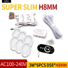 Точечный ультра-тонкий Встроенный светодиодный мини-прожектор 110 V-220 V шкаф витрина дисплей винный шкаф поверхностное крепление 3W панель круглый светильник