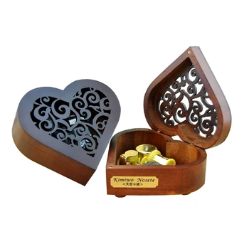 

Elfen Lied Music Box ,Creative Hollow Cover 18-Note Gold Movement Wind-up Heart Wooden Musical Box with Gift Box,Play Lilium