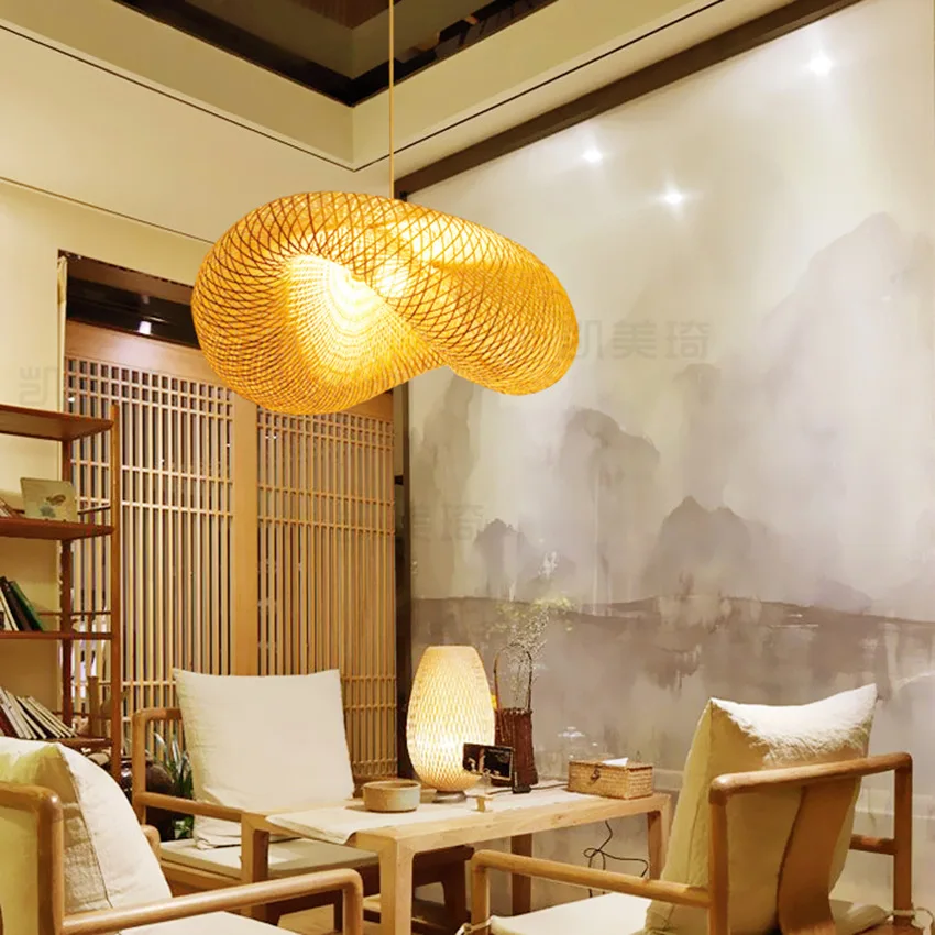  Nordic LED Wood Pendant Lamp Bamboo Kitchen Fixtures Led Pendant Light Suspension Home Indoor Dinin - 32996919552
