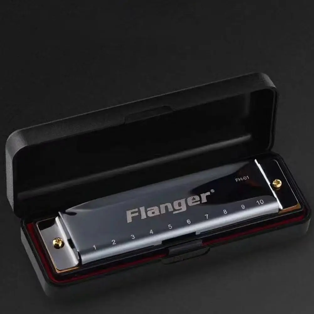 Flanger 10 hole 20 c Tone Diatonic Blue Harmonica Стандартный ключ для рта с чехлом начинающих