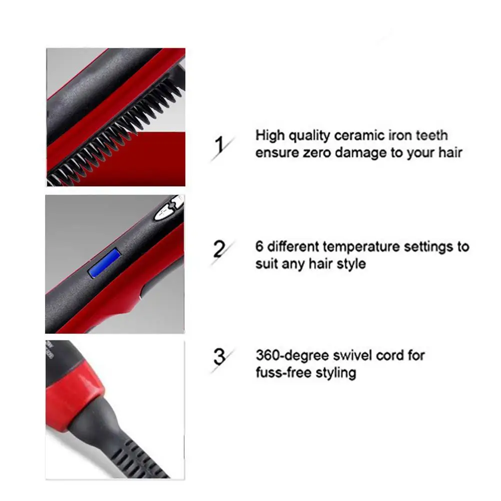 Portable Men s Fast Beard Smooth Comb Fast Beard Straightener Multifunction Hair Curler LCD Monitor Ceramic 4