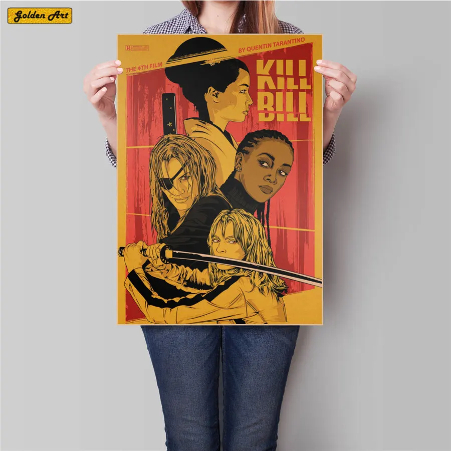Плакат с фильмом "KILL BILL", винтажная живопись, Настенная Наклейка для дома, кафе, бара, античное украшение, Классический плакат с фильмом, 45,5x31,5 см