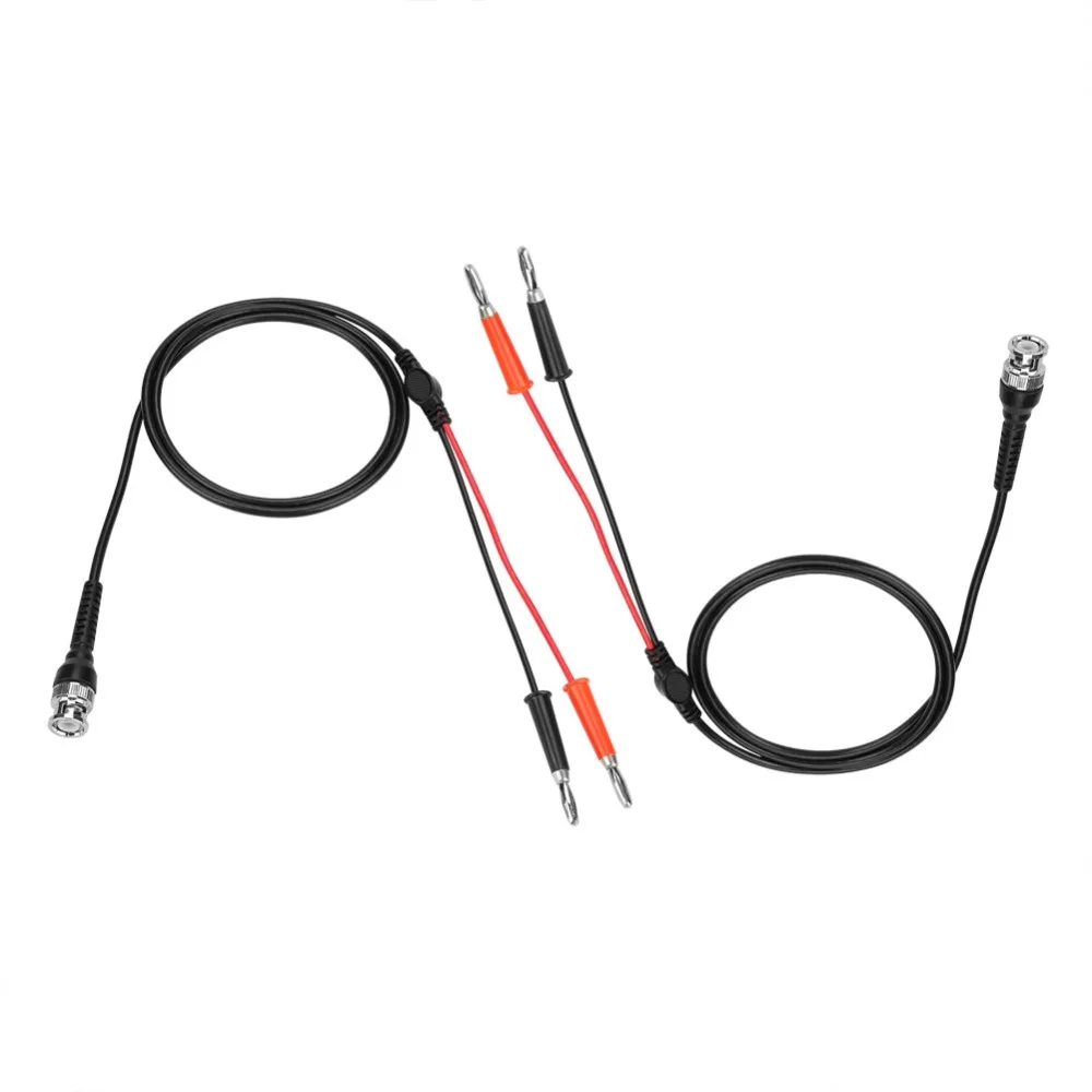 

2Pcs Black Red BNC to Dual Banana Plug Connector Test Leads 50ohm High Quality