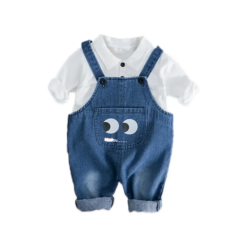 

Spring Autumn Infant Clothes Baby Girls Boys Clothing Sets Fashion Kids Lapel T-Shirt Overalls 2 Pcs/Set Children Cotton Costume