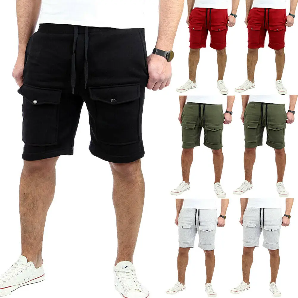 

2019 New Style Fashion Hot Summer Men Casual Shorts Jogging Solid Trousers Casual Half Length With Pocket Workout