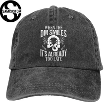 SAMCUSTOM когда DM улыбается уже слишком поздно личность промывают джинсовые шапки осень лето для мужчин женщин гольф солнцезащитный крем