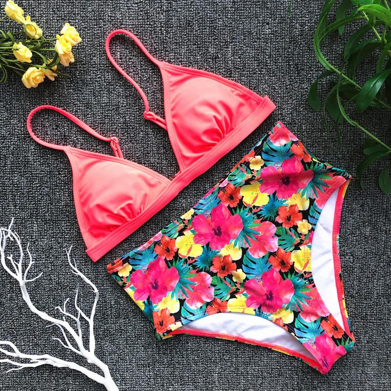

Women's Separated Swimsuit Padded High Waist Pants + Sexy Strap Bikini