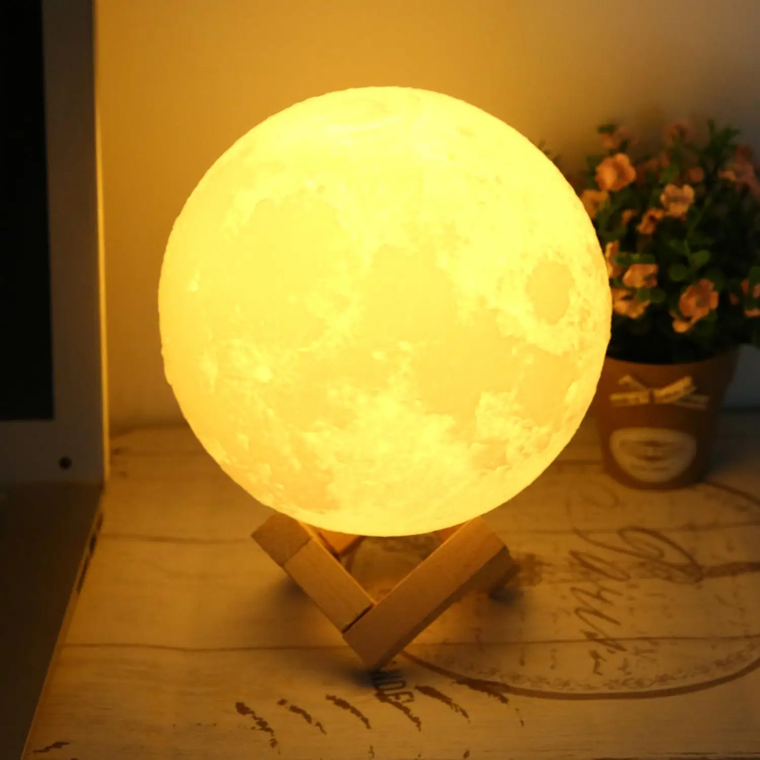 

Moonlight Changing Bedside Moon Light Lamp Table 3D Nightlight Color 494g LED USB Night Gift Sensor 9h Lamp Touch Lamp