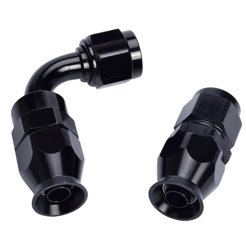 AN-6 JIC 90 grados codo de flujo completo Acoplador Hembra Adaptador de montaje de manguera de combustible