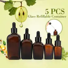 5 шт. квадратная стеклянная пипетка бутылка с глаз пипетки 10/20/30/50/100 мл пустая Янтарная ароматерапия Бутылочки для эфирных масел контейнеров