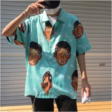 Летняя новая Повседневная рубашка Мужская модная футболка с принтом с интересными короткими рукавами Мужская Уличная трендовая свободная гавайская рубашка