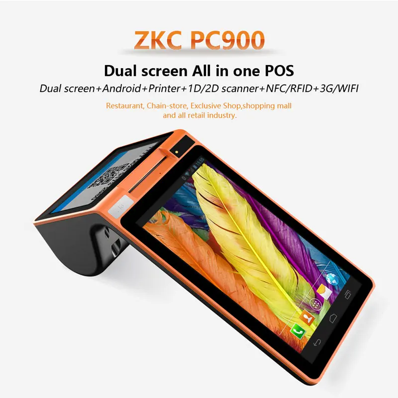 7 дюймовый двойной сенсорный экран Android Мобильный pos терминал ZKC PC900|Принтеры| |