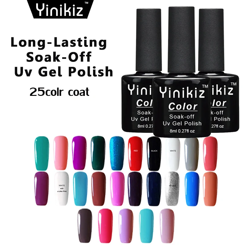

Yinikiz Ordinary Colorful Nail Gel Polish Long Lasting Varnish Gel Manicure Art Polish for Nail Art Hybrid Gel