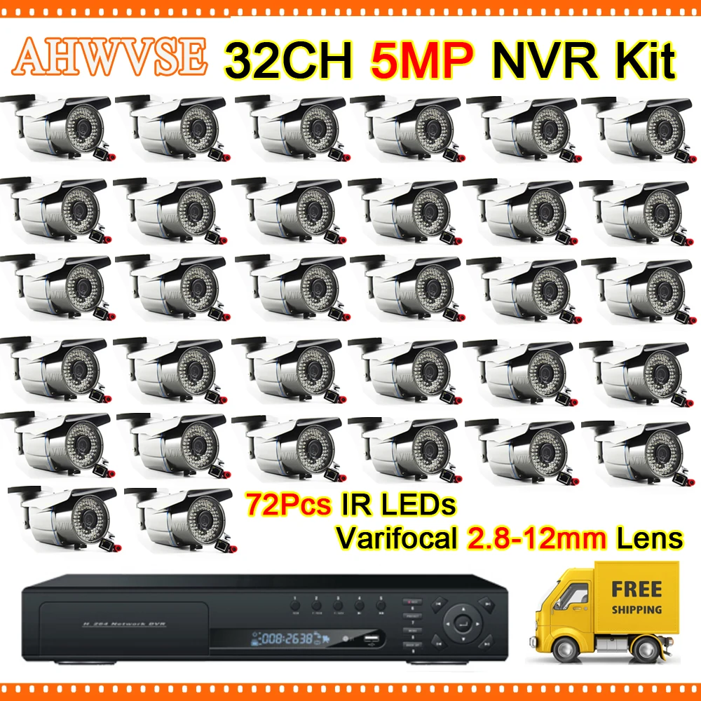 

H.264 H.265 5MP 32CH NVR With 32 Channel Video Recorder 4 SATA Interface Support H.265 For IP Camera Kit