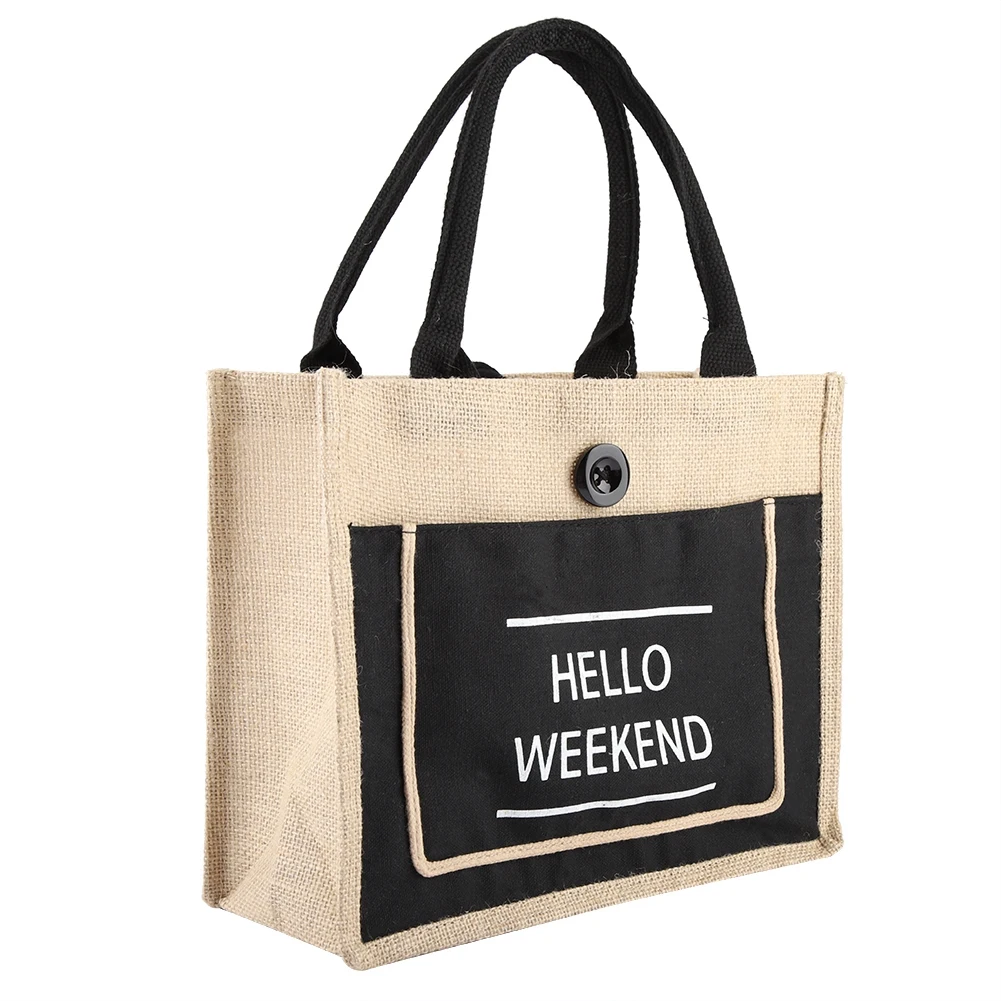 

High Quality Vintage Square Gunny Bag Jute Handbag Storage Shopping Carrier hadbag Shoulder Tote Bag