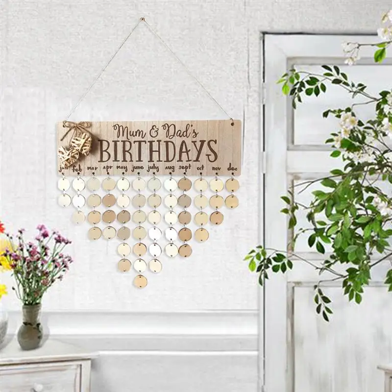 

1pcs Birthday Reminder Calendar Wooden Hanging DIY Creative Calendar Birthday Reminder Plaque Board Wall Home Decor