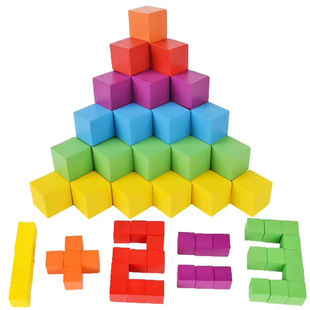 

100Pcs Wooden Building Blocks Stacking Game Imagination Creativity Development Early Learning Educational Toys for Children Kids