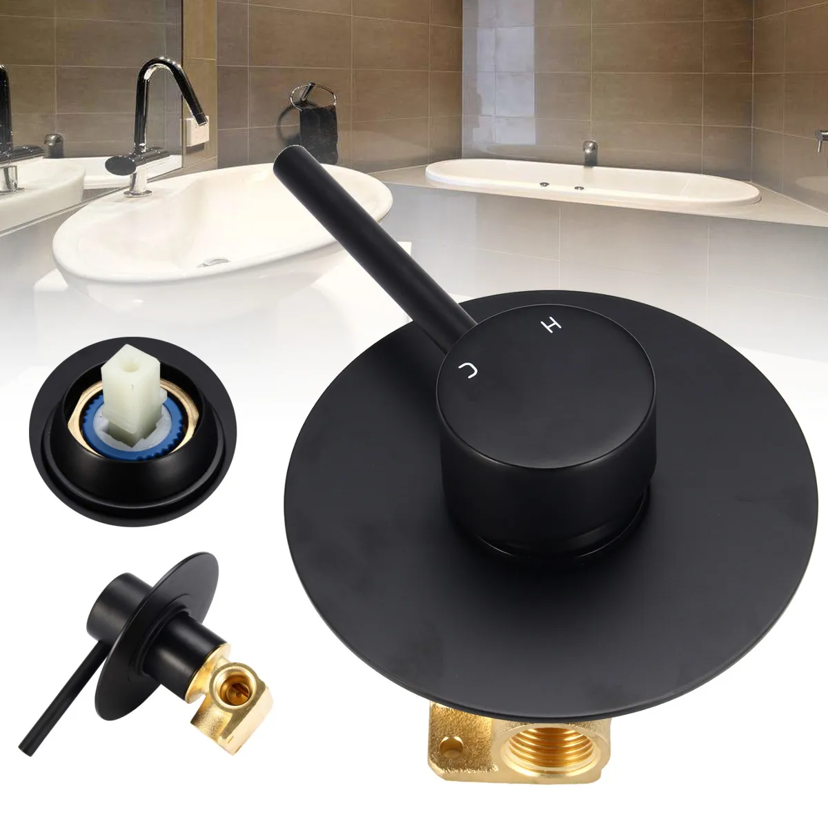 

Black Copper Plated Shower Bath In-wall Spout Water Valve Bathroom Basin Sink Faucet Water Taps Accessories Kits Replacement