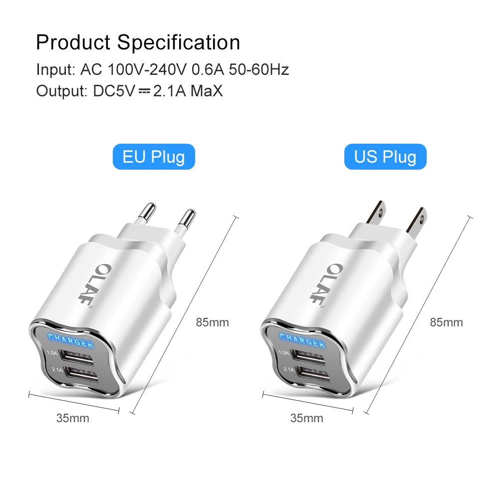Olaf EU/US USB зарядное устройство для iphone xs max настенное портативный адаптер питания