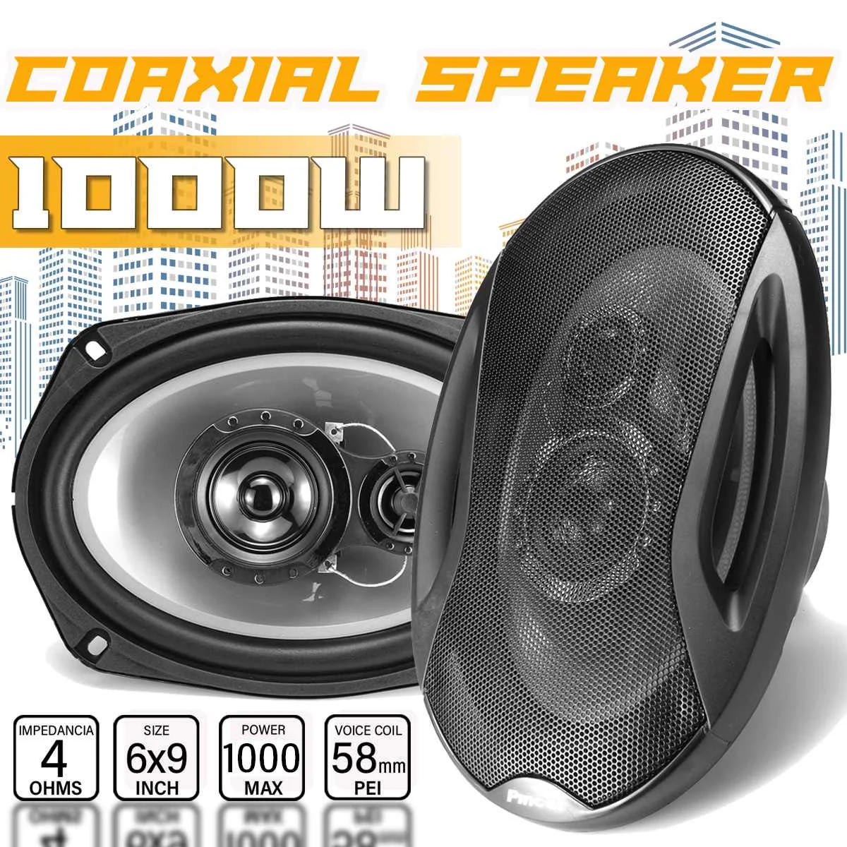 

1000W 6x9 inches 2 Way Universal Car Coaxial Speaker Auto Vehicle Audio Music Stereo Tweeters Lounspeaker HiFi Subwoofer