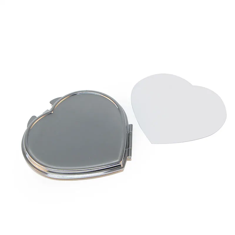 Портативное складное косметическое зеркало в форме сердца свадебный сувенир, подарок зеркальный набор DIY серебряное металлическое компактное зеркало+ тарелка для сублимации