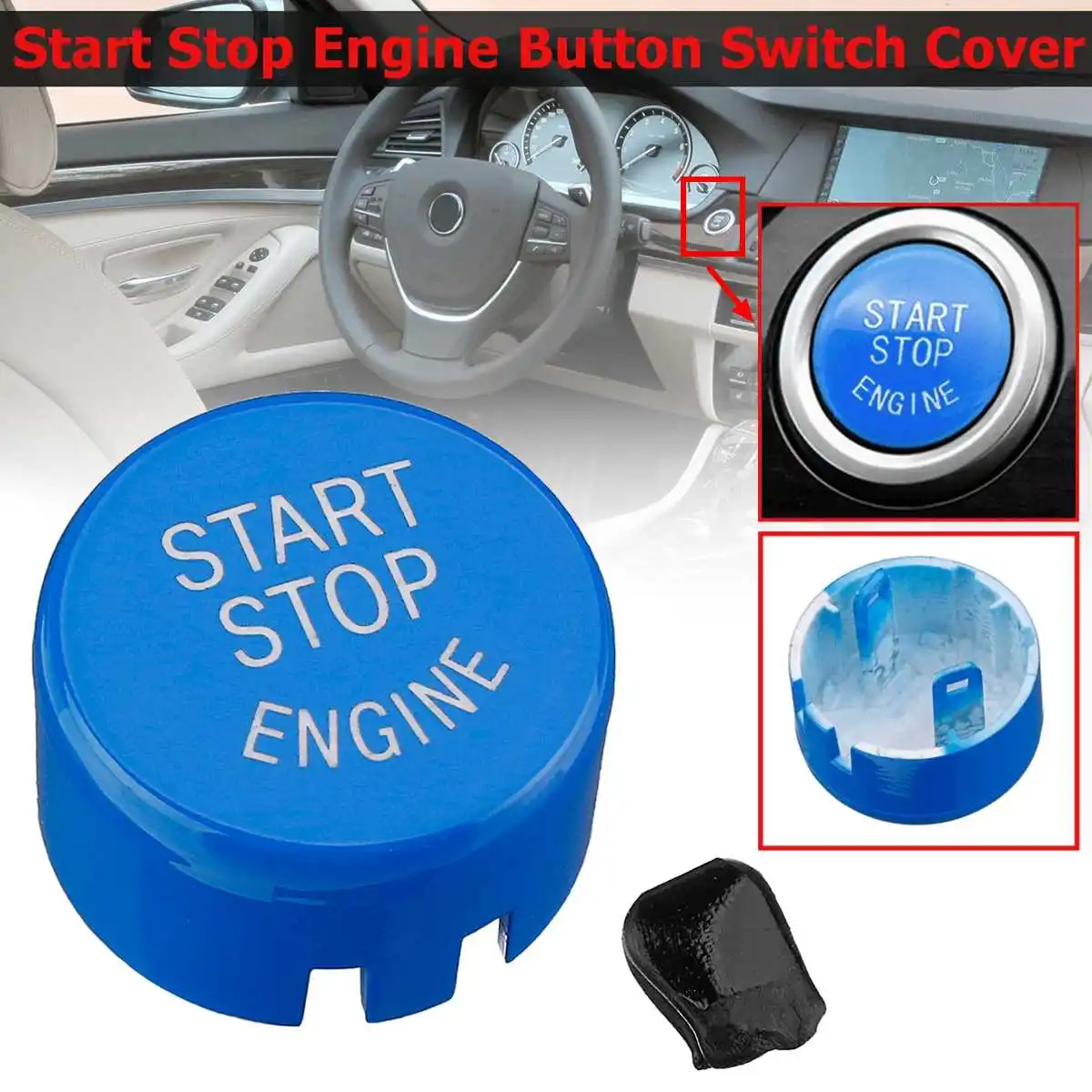 

1 Pcs Blue Car Engine Start Stop Button For BMW 5 6 7 Series F01 F02 F10 F11 F12 2009 2010 2011 2012 2013 61319153832 Styling