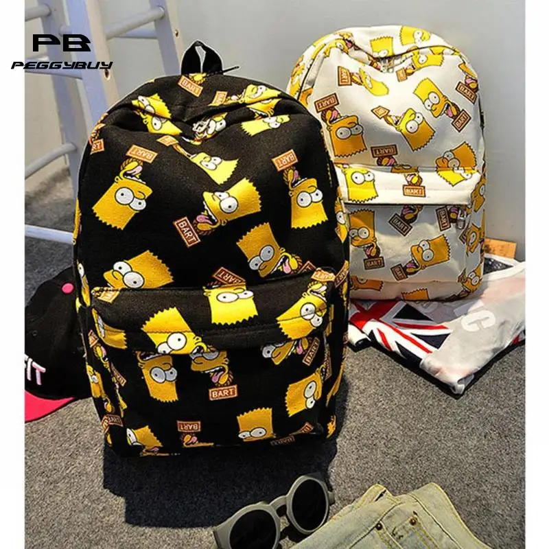 

Cartoon The Simpsons Printing Women's Backpacks Canvas School Bags For Teenage Girls Travel Shoulder Bag mochila feminina Bolsas