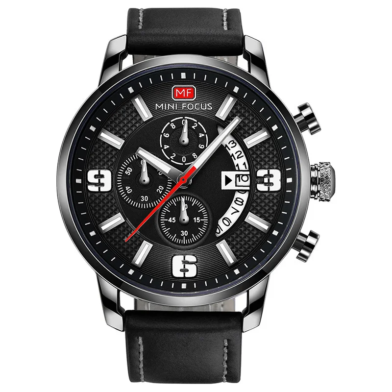 

2018 MINI FOCUS Men's Watch Alloy Quartz Watch Sports Casual Multifunction Rotating Calendar Waterproof Leather Belt Hot