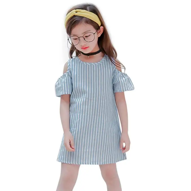 

Summer Girls Striped Dress Off Shoulder Short Sleeve Kids Party Princess A-Line Dress for Kids Children Girls Princess Dress