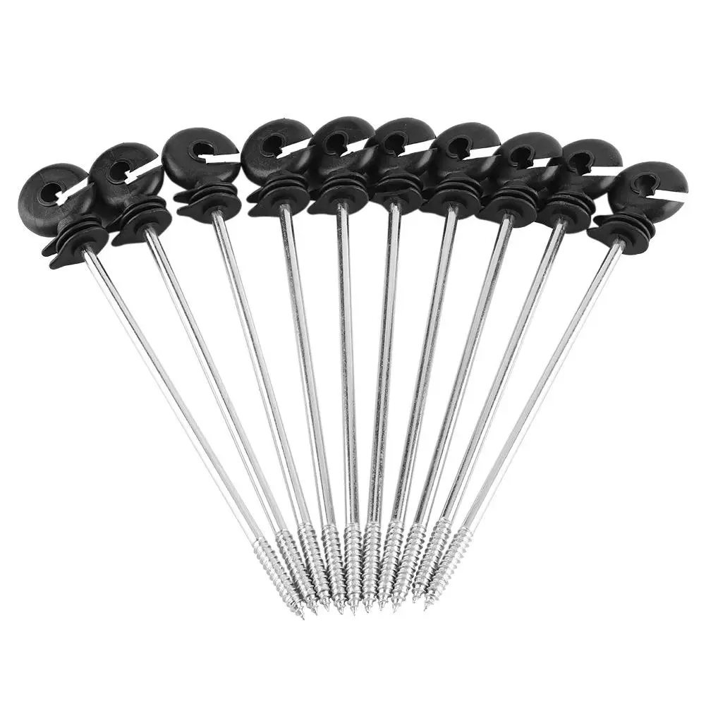 

100pcs Plastic Ring Insulators Electric Fence Long Distance Screw in Insulator for Wooden Post New