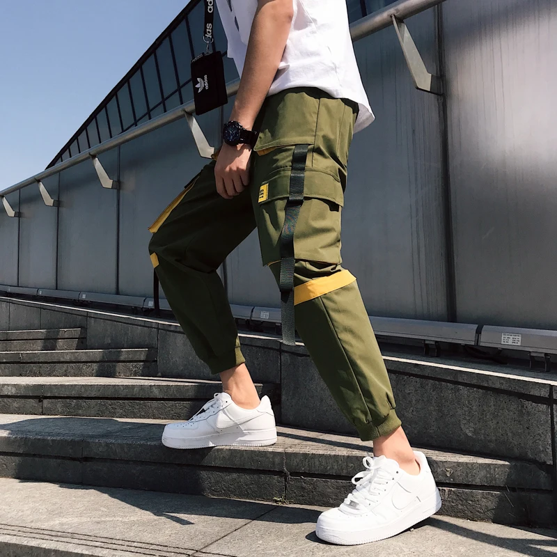Overalls Men's Tide 2019 Spring Loose Hip-Hop Small Feet Casual Sports Beams streetwear hip hop pantalon hombre Free shipping
