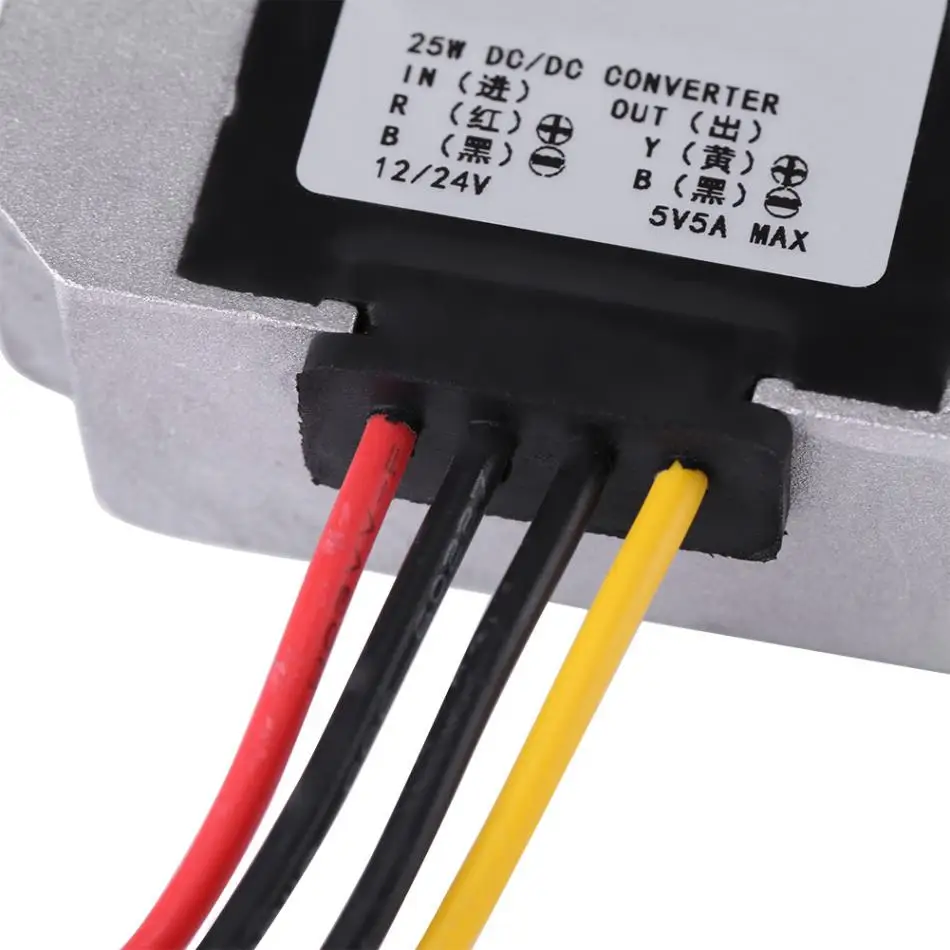 DC 12V/24V To 5V понижающий модуль напряжения 5A 25W преобразователь источника питания