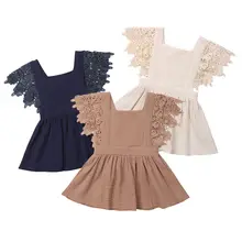 Новинка года; кружевное платье без рукавов с цветочным рисунком для новорожденных девочек; Летние Повседневные платья из хлопка; От 0 до 3 лет