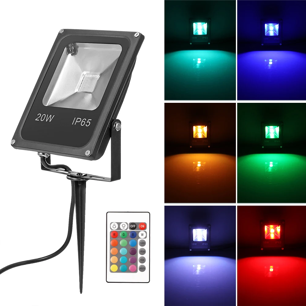 AC 85 245V прожектор 20W RGB LED лампа для газона пульт дистанционного управления