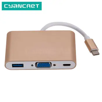 

Type-C Adapter Dock Hub USB-C 3.1 to VGA HD USB 3.0 Type C PD2.0 Charging Data Video Cable Converter for MacBook Laptop Phone