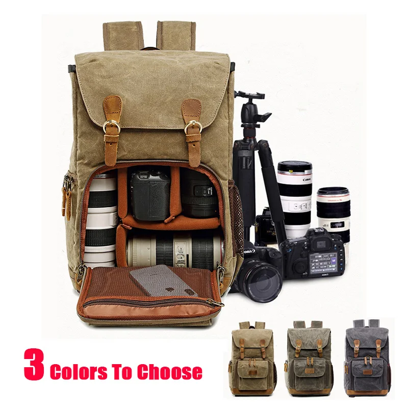 

Batik Canvas Photo Backpack Waterproof Men Tripod Bag Outdoor Wear-resistant Large DSRL Camera Bag For Snoy Nikon Canon