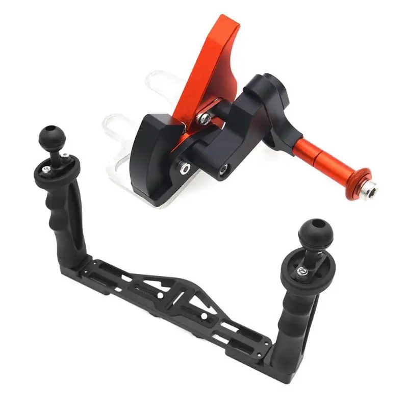 

Dual Handheld Stabilizer Diving Camera Housing Tray+Shutter Extension Lever for Meikon, for SEAFROGS non-reflective camera