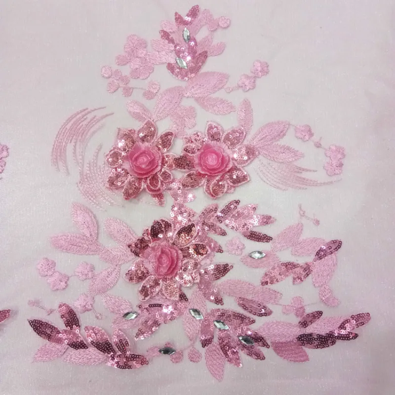 

Sequins Beaded 3D Flowers Patch Lace Applique Sew On Floral Embroidery Patch Costume For Wedding/Evening Dress Accessories