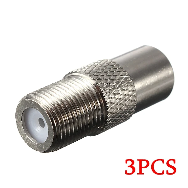 3PC Silver F Type Female Screw Plug To TV Aerial RF Coaxial Male Connector Adapterin Connectors