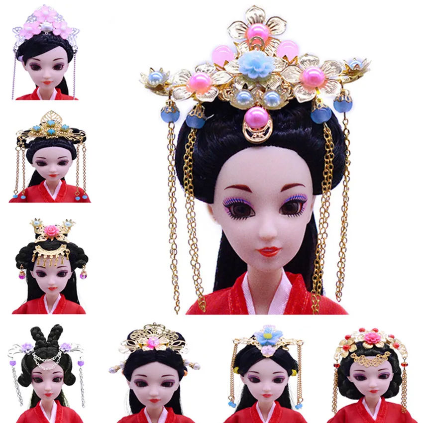 

1PCS Chinese Ancient Doll Hairpin For Children Dolls Accessories Kids Best DIY Birthday Gifts Handmade Doll Jewelry