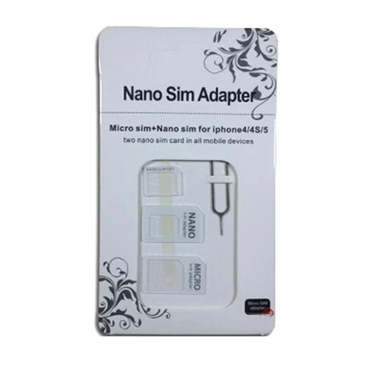 50 шт. 4 в 1 адаптер для SIM карты iPhone 5 nano sim Набор карт полный телефона Прямая