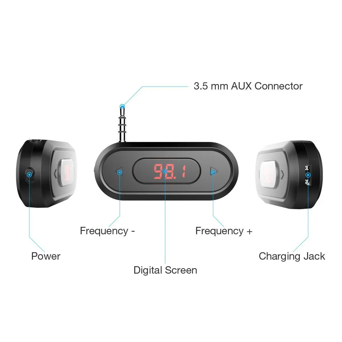 ihens5 Universal Wireless FM Transmitter Audio Adapter Car Kit with 3.5mm jack for xiaomi for iPhone IOS Android Car Spearker